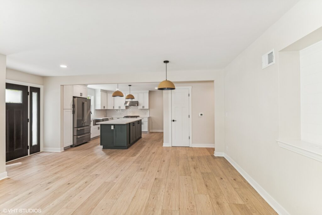 A modern kitchen area.